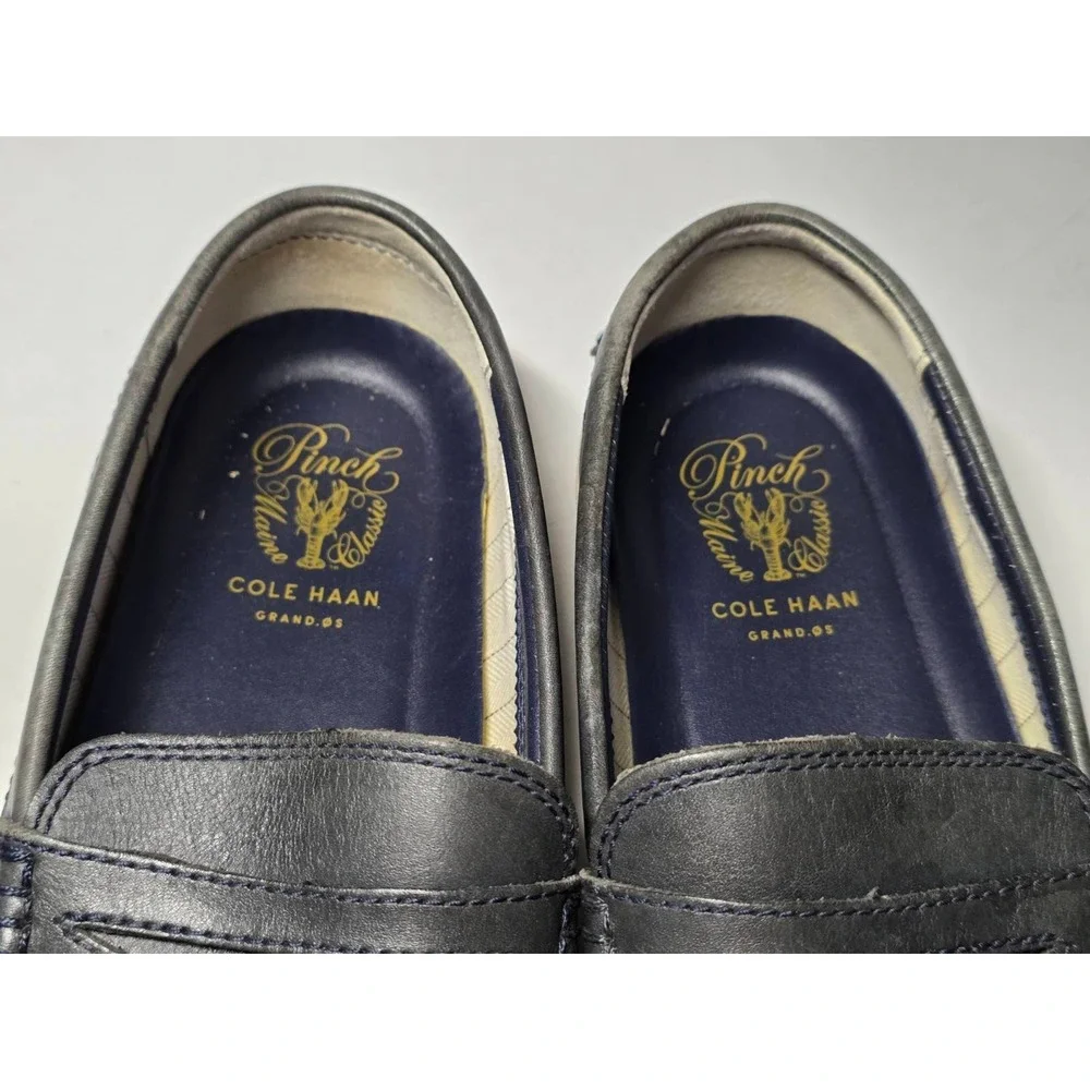 Cole Haan Grand Pinch Men's Loafers Size 9 M Navy Blue Leather Slip On Shoes‎